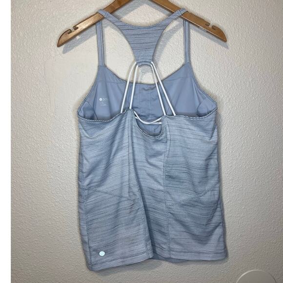 Zella Athletic Activewear Strappy Racerback Light Heather Gray Shelf Bra Tank Lg - Picture 3 of 9